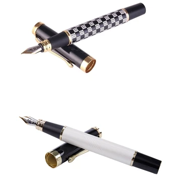 

2x Jinhao 500 Writing Iridium Pen Golden Eagle Fountain Pen Pen Tip 0.5mm Silver & Black White