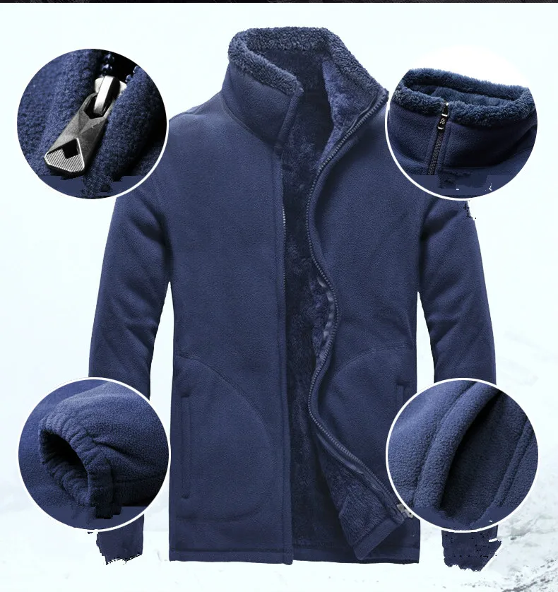 Men Male oversized Plus Size Fleece Warm Thermal Camp Fish Trek Hike Climb Cold Winter Autumn Spring Jacket Travel Coat