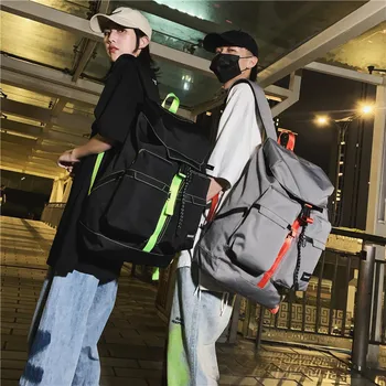 

Fashion Backpack Unisex Trend Women Backpag Personality Couple Large Capacity School Bag Wear Resistant Black Gray