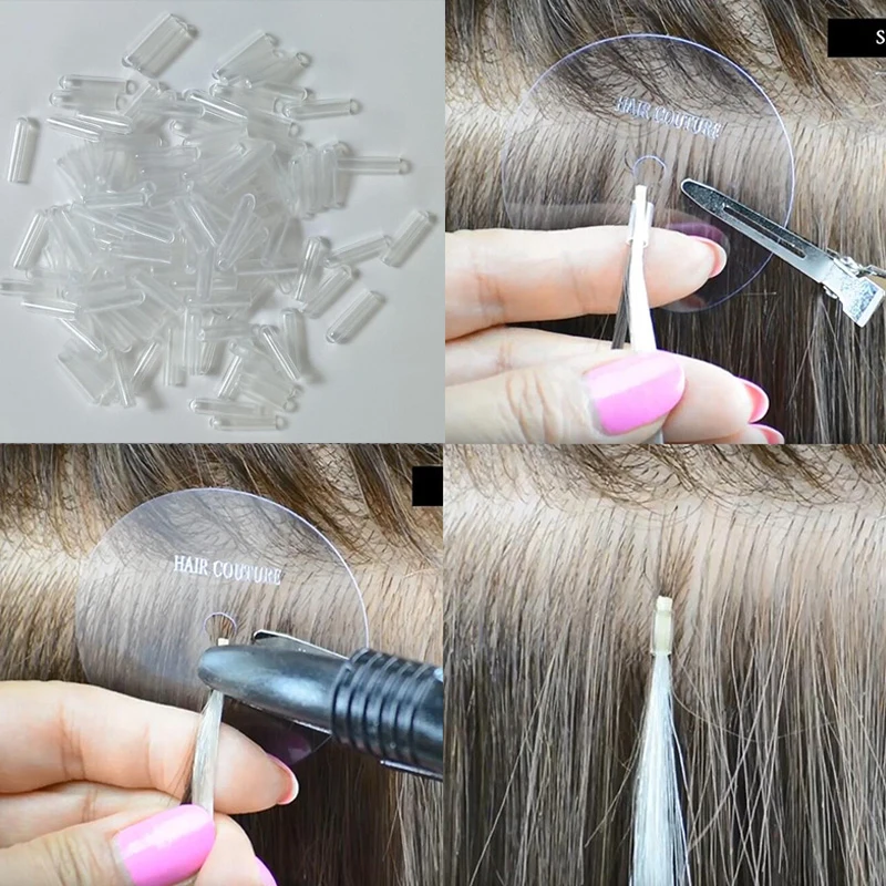 1000pcs Hair Extensions Heat Shrink Tubes Without adhesive Transparent Color Fusion Hair Accessories tools