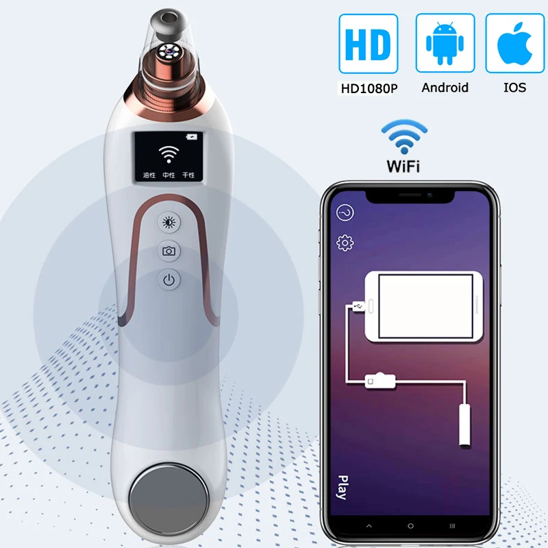 

Wifi HD 1080P 2MP 8MM Visual Face Nose Acne Black Dot Pimple Blackhead Remover Electric Vacuum Cleaner Pore Skin Care Tools