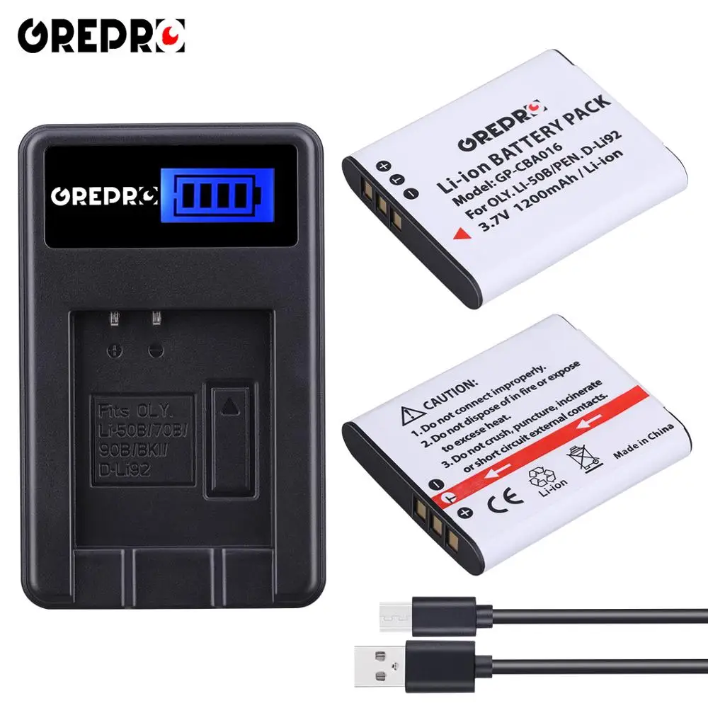Аккумулятор Li50B Li 50B 2X 1200 мАч зарядное устройство с ЖК экраном и USB для Olympus MJU Stylus 1010