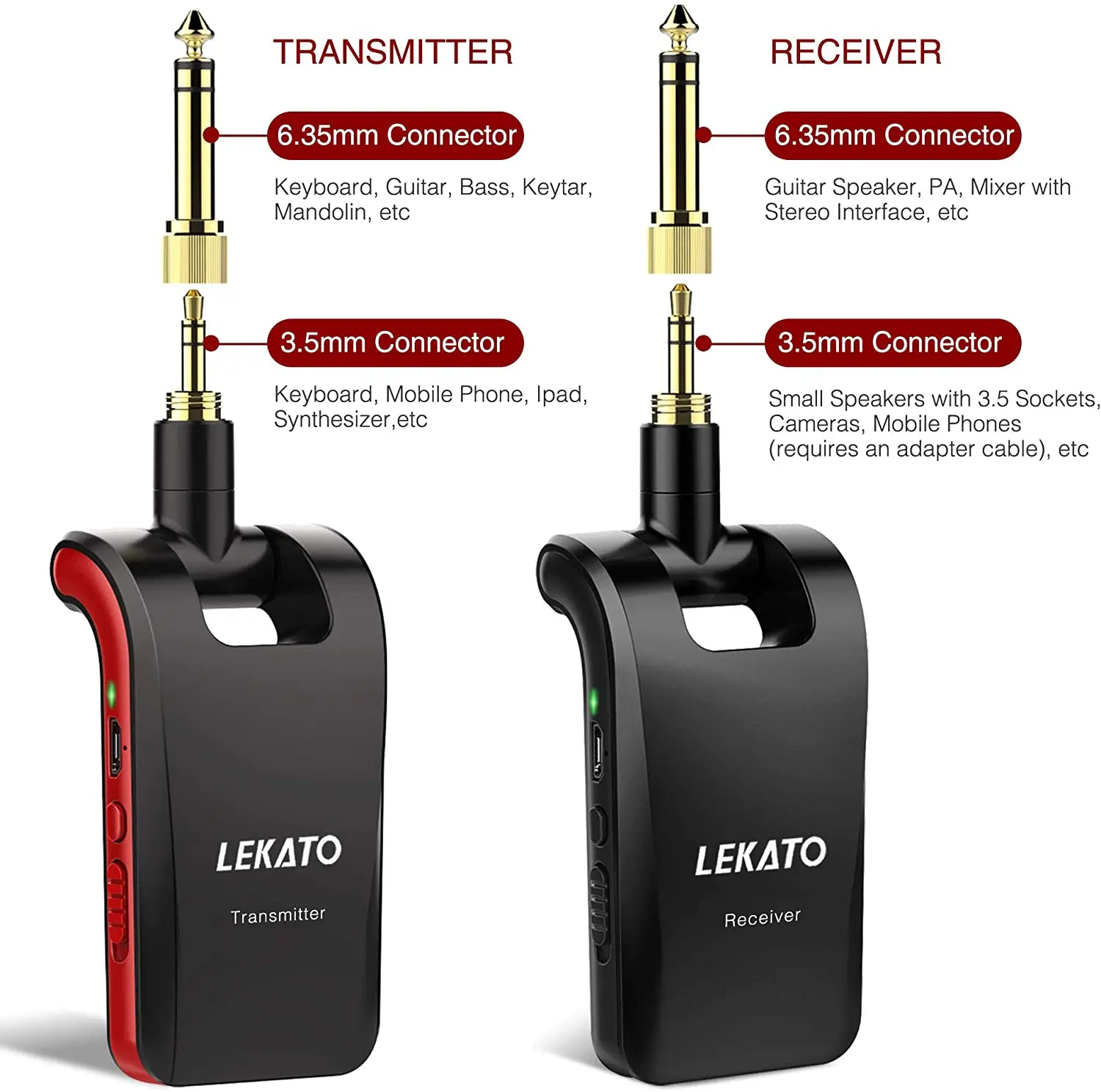 thumbnail image 2 of LEKATO L6 UHF Wireless Systems Transmitter Receiver 270° – LEKATO - Buy Musical Instruments, Pedals, Wireless, Drum, Pro Audio & More 2 of 11