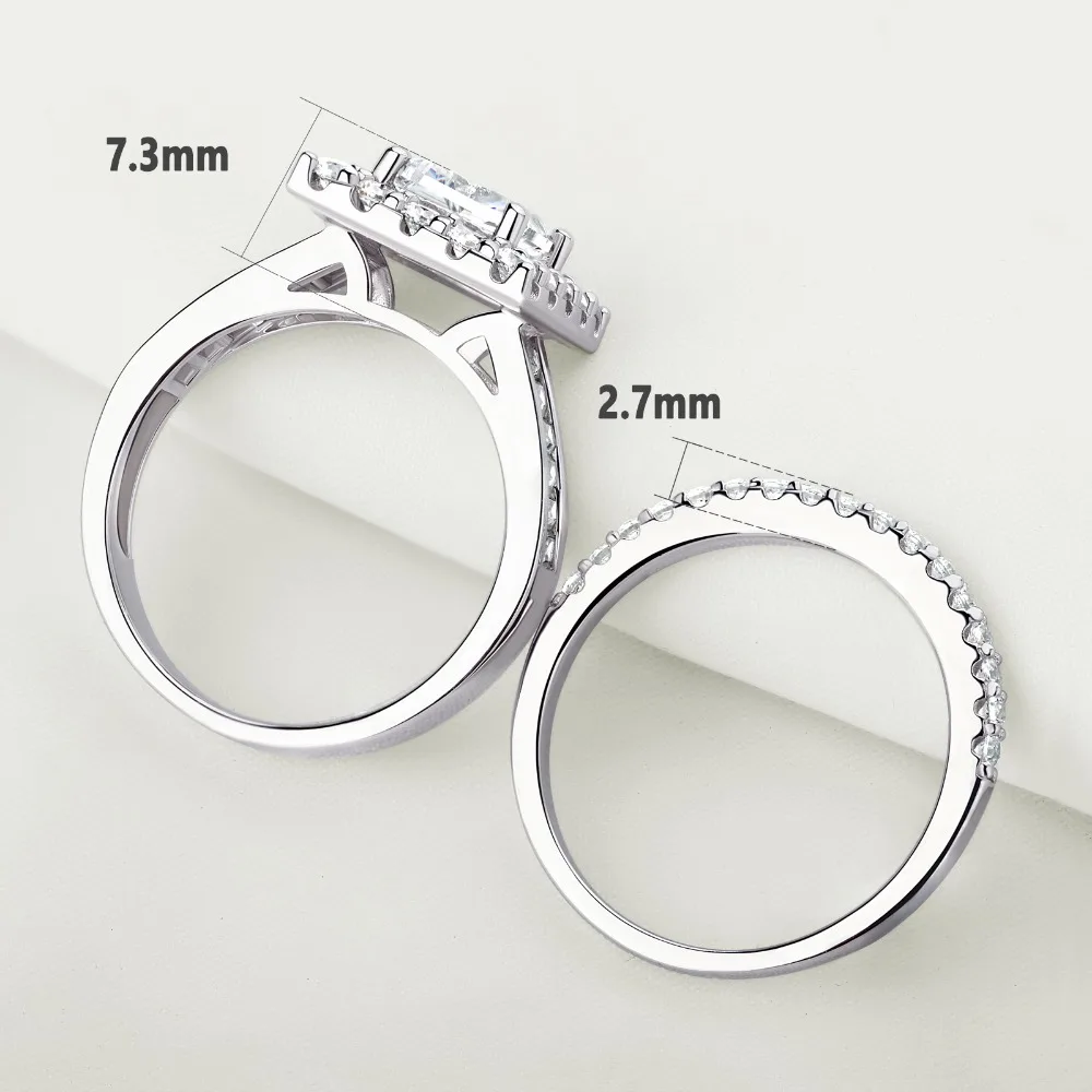 Newshe 925 пробы серебряные Свадебные обручальные кольца наборы для женщин квадратный крест Огранки AAA кубический циркон классические ювелирные изделия кольца BR0765