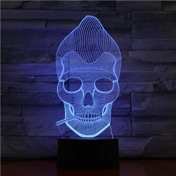 

3D Lamp The Skull Personalized Present for Teenager Bright Base Battery Powered Dropshipping Colorful Usb Led Night Light Lamp