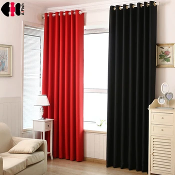 

Black Red 80-90% Blackout Curtains For Bedroom Living Room Sliding Door Insulated Thermal Modern Simple Window Drapes wp092C