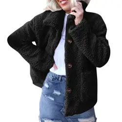 Осень-зима мех Для женщин 2019 Повседневное свободные однотонные длинные Teddy Bear пальто женский Винтаж толстые куртки с искусственным мехом