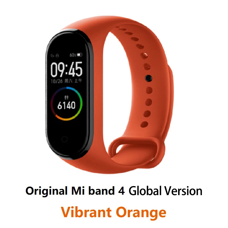 Xiaomi mi-браслет 4 сердечного ритма фитнес цветной сенсорный экран mi Band 4 умный Браслет 135 мАч Bluetooth 5,0 музыкальный браслет - Цвет: GB Orange