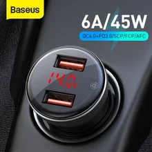Chargeur rapide de voiture de Baseus 45W 4.0 USB pour Samsung Xiaomi 10 QC 4.0 3.0 PD 3.0 Charge rapide de voiture pour le chargeur de voiture de téléphone