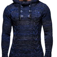 Мужской зимний свитер модный стоячий воротник пуловер свитер