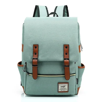 

New Multicolor Leather Belt Anti Theft Boy Girl Student School Bag Teenagers Schoolbags Canvas Women Bagpack Backpack Travel Bag