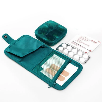 Green set Таблетница, 7 отсеков, кошелек для таблеток, большая емкость, органайзер для лекарств, BPA бесплатно, для путешествий, витамины, рыбий жир, добавки, медицина - Цвет: Green set