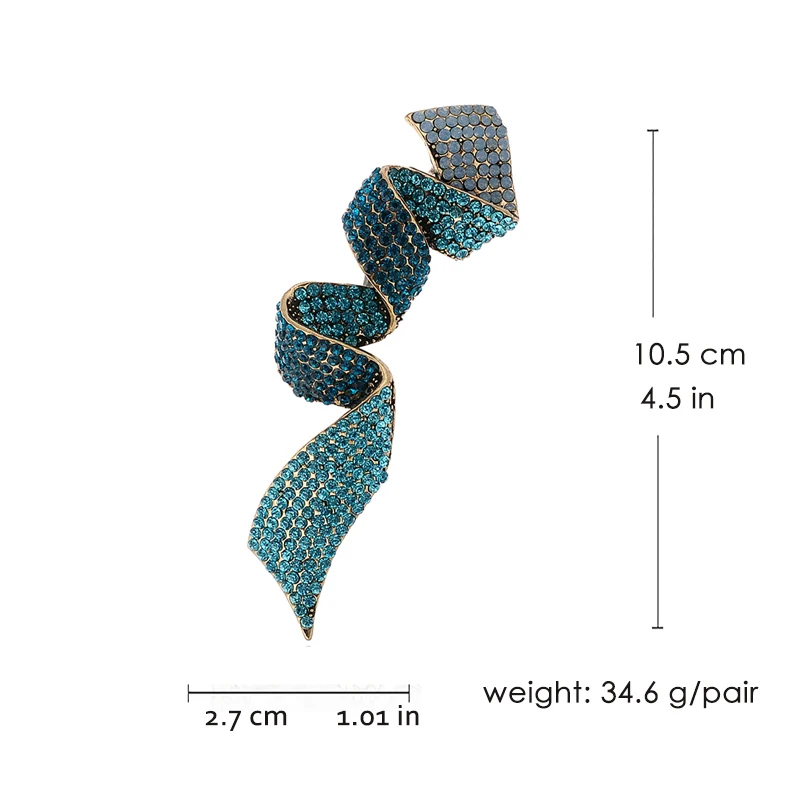 VEYO Long Blue Ribbon Rhinestone Brooches for Women Pin Vintage Brooch Accessories Fashion Jewelry New