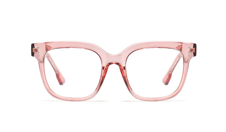 New Fashion Luxury Women TR90 Glasses Frame Business Style Female Square Ultralight Eyeglasses Trending Spring Leg Glasses - Цвет оправы: Pink