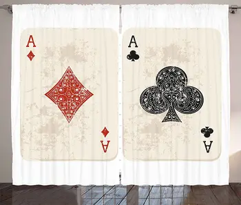 

Lifestyle Curtains Ace of Diamonds Clubs Poker Cards Game Grunge Gambling Fortune Illustration Living Room Bedroom Window Drapes