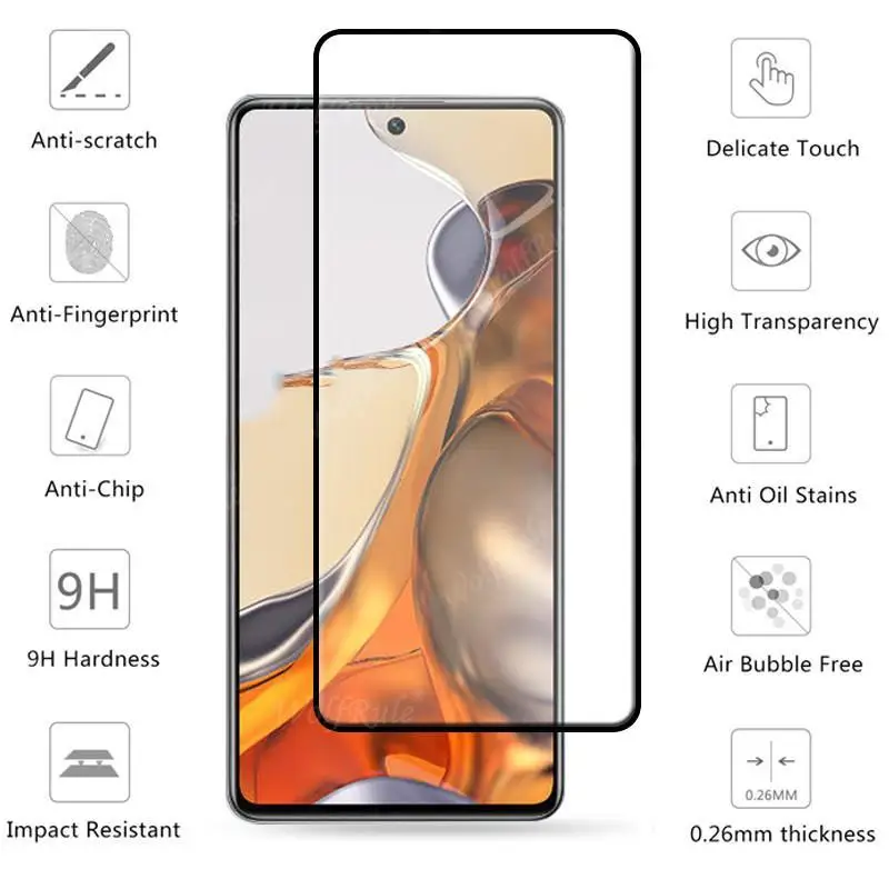 4-in-1 For Xiaomi Mi 11T Pro Glass For Mi 11T Pro Tempered Glass Full Cover Glue Film Screen Protector For Mi 10T 11T Pro Glass phone screen cover