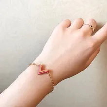 Популярный бренд вечерние название ювелирного изделия браслет с буквами для девочек красный и черный цвет браслет-цепочка