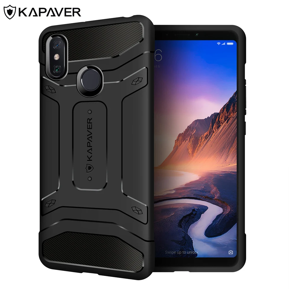 Защитный чехол для Xiaomi Mi Max 3 ударопрочный защитный из углеродного волокна черный