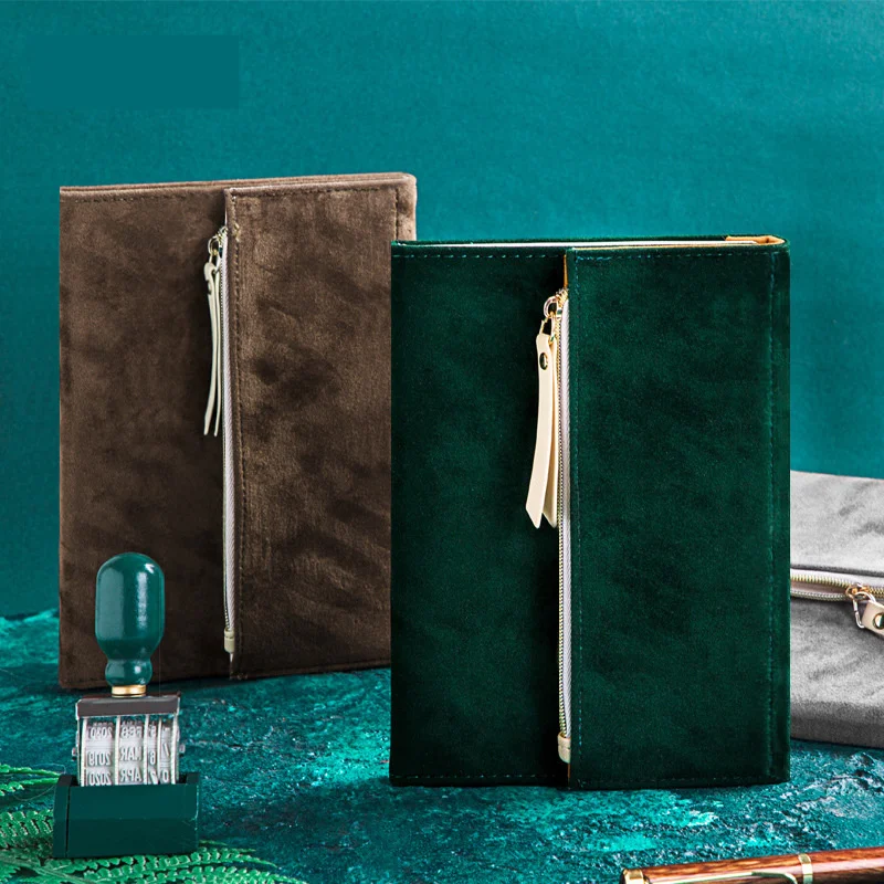 

B6 2020 Notebook Diary Book line Planner Tri-fold Portable Velvet Storage Bag Pencil Case Journal Office Supplies Stationary