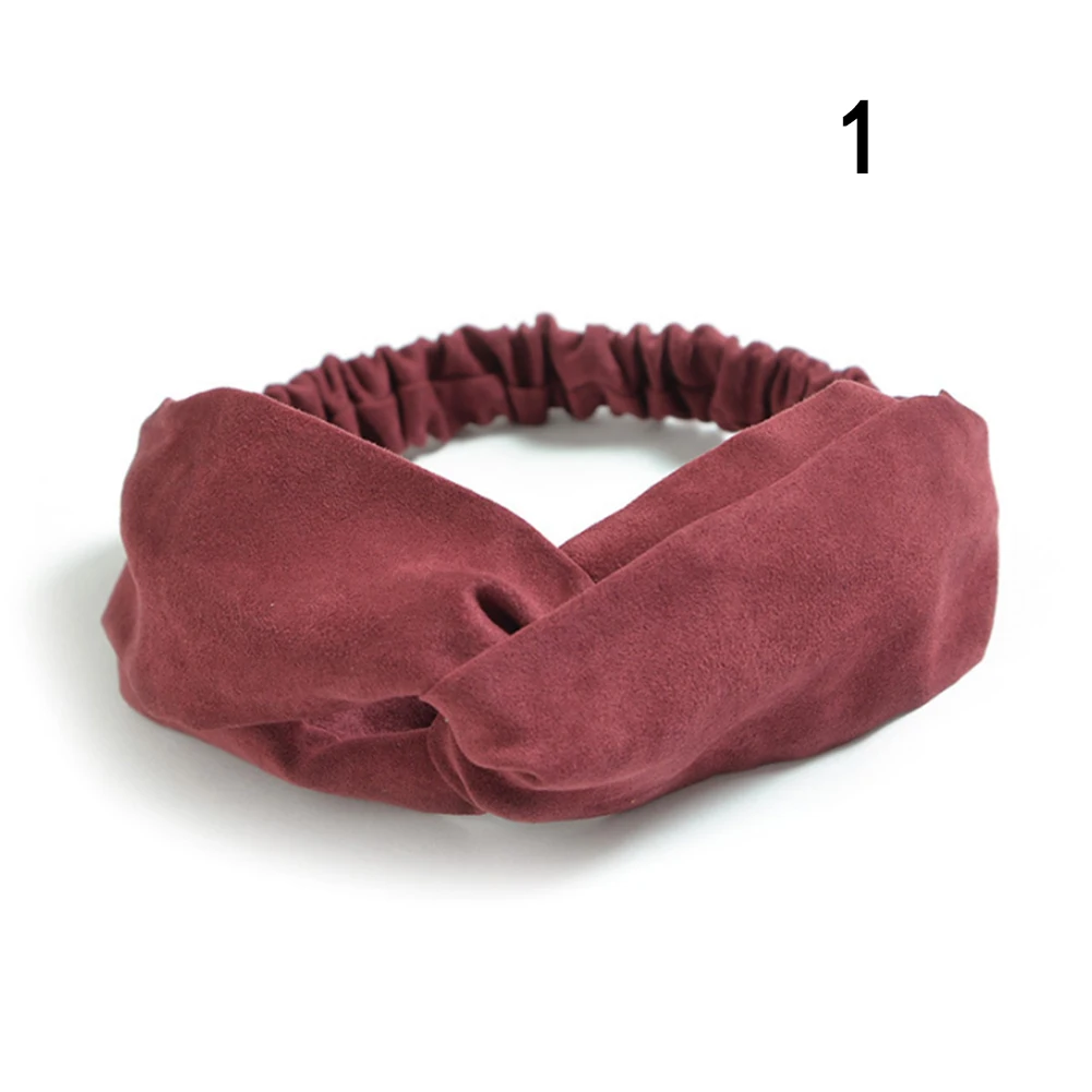 Women Suede Headband Bohemian Vintage Cross Knot Elastic Hairband Girls Hair Accessories Hair Band Floral Solid Knotted Headwear flapper headband