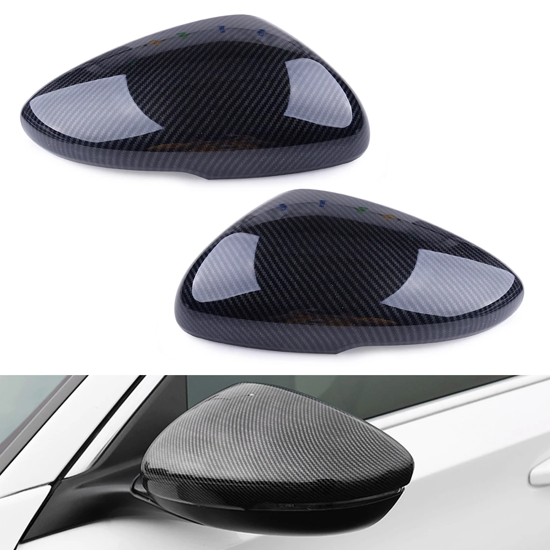 

CITALL 2PCS Fit for HONDA ACCORD 2018 Carbon Fiber ABS Car Auto Rearview Side Mirror Cover Trim Frame