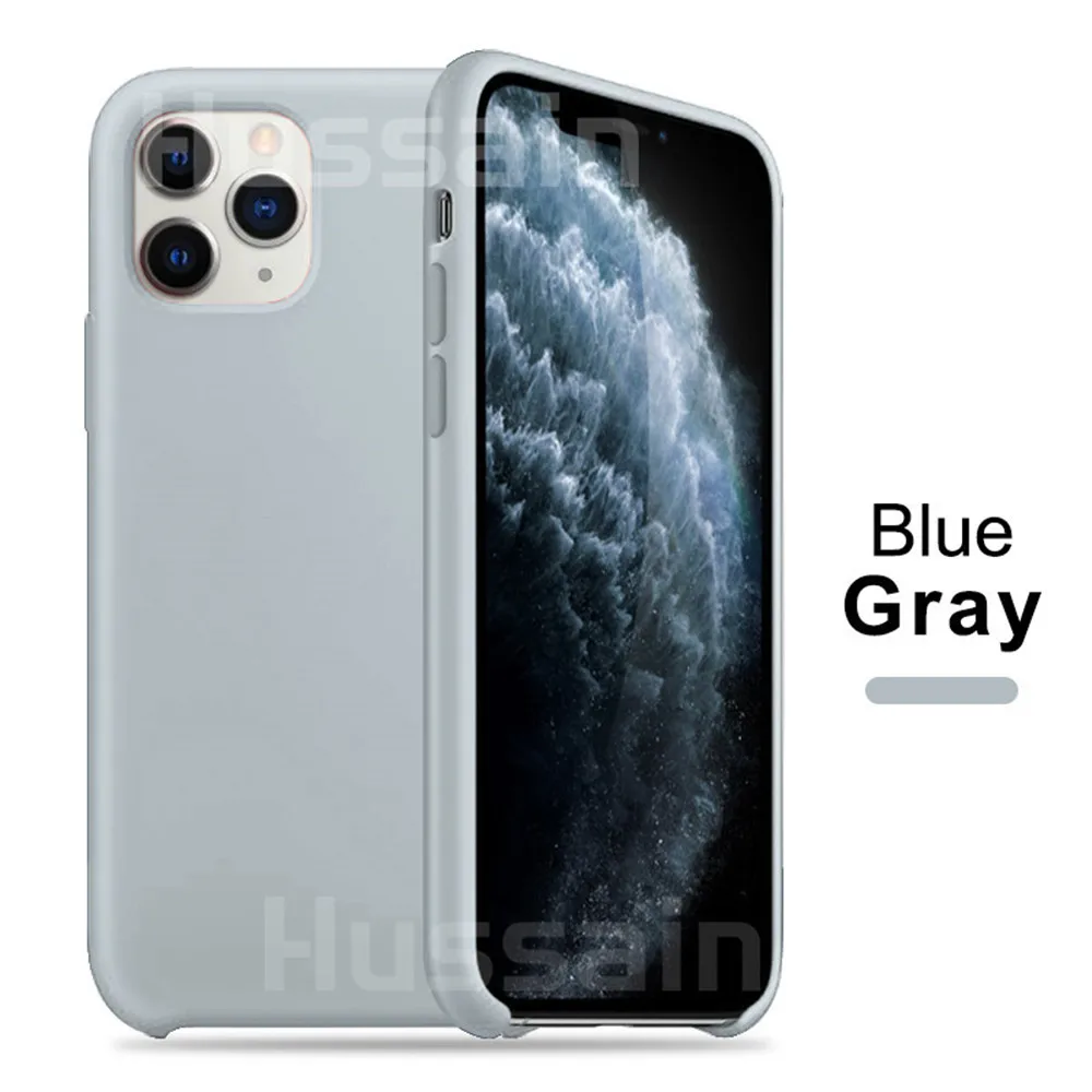 Blue Grey Роскошный официальный силиконовый чехол для iPhone X Xr 11 Max силиконовый чехол для iPhone 7 8 6 5 5S Plus чехол для Apple крышка-задняя панель с логотипом - Цвет: Blue Grey