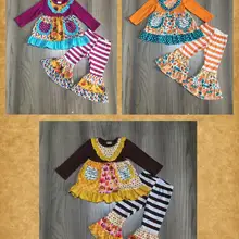 Осенне-зимняя одежда для маленьких девочек платье с цветочным рисунком для девочек, брюки-клеш, эксклюзивная одежда для маленьких детей