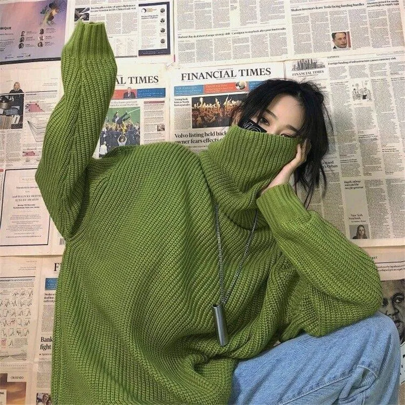 Женский корейский Harajuku одежда для женщин свободный сплошной студенческий свитер уличная Женская свитера Kawaii Ulzzang пуловер Джемпер