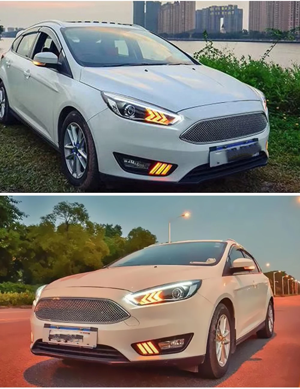 CSCSNL 2 шт. светодиодный фары для Ford Focus Автомобильный светодиодный фонарь двойной ксеноновый объектив дневные ходовые огни противотуманные фары