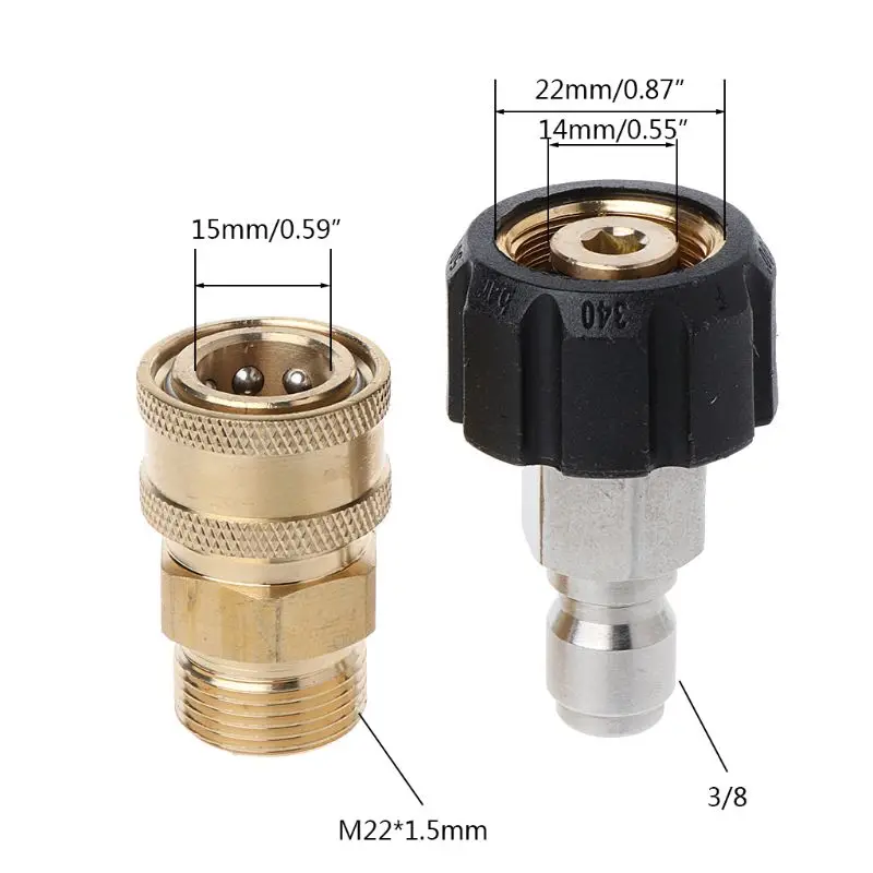 

5000PSI инструмент ежедневно Давление адаптер для стиральной машины, комплект быстрое соединение муфт комплект M22 14 мм Вертлюг M22 Метрическая арматура