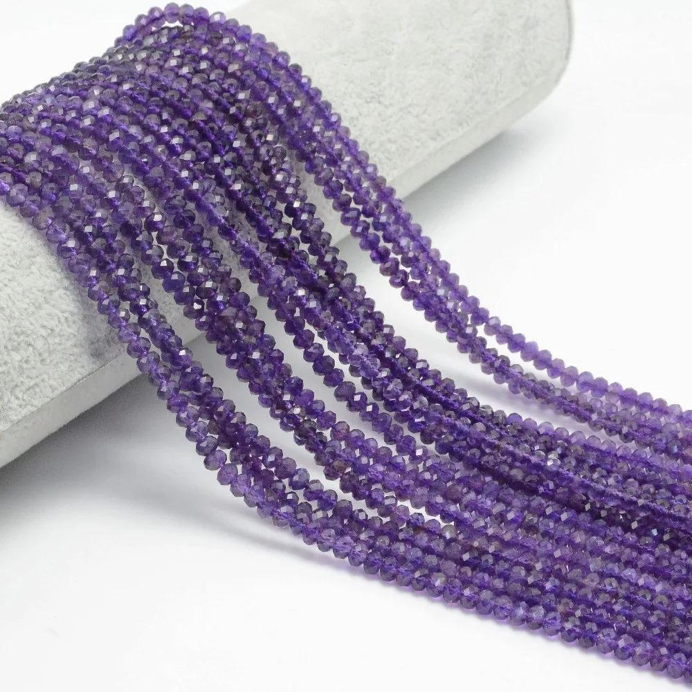 2 strands Natural Amethyst Faceted Rondelle Beads 3x2mm / 4x2mm