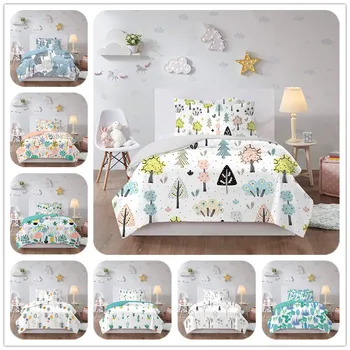 

Home Textile 3-Piece Set Gentle Elegance Plant Quilt Cover Printed Bed Sheet-Free Bedding Soft Comfortable Breathable