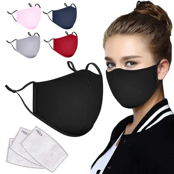

1pcs Adjustable Black Face Mask With 3pcs Pm25 Activated Carbon Filter Washable Reusable Dustproof Face Shield Muffle Fast Ship