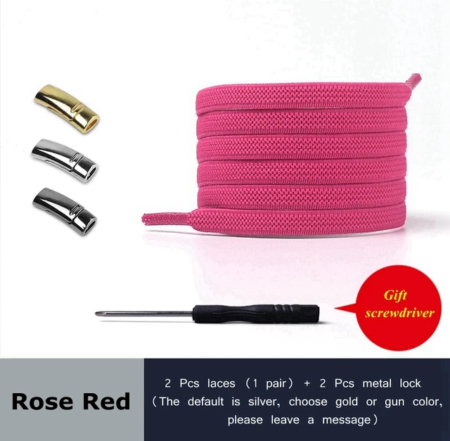 2021 New Magnetic Shoe laces Elastic No tie Shoelaces for Sneakers 24 Color Lazy Shoelace Lock One Size Fits All Kids & Adult Rose red