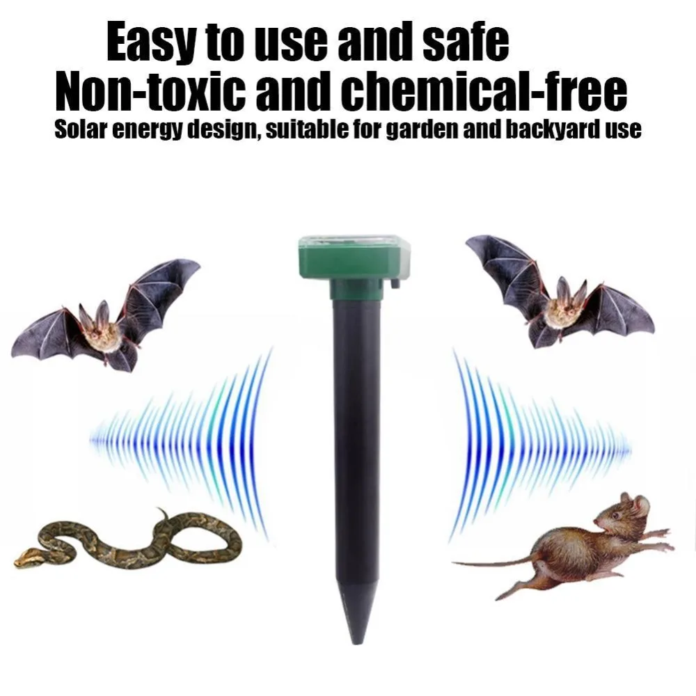 1pcs Solar Powered Ultrasonic Sonic Mouse Mole Pest Rodent Repeller Repellent Yard LED Light Repeller Outdoor Lamp Yard Garden