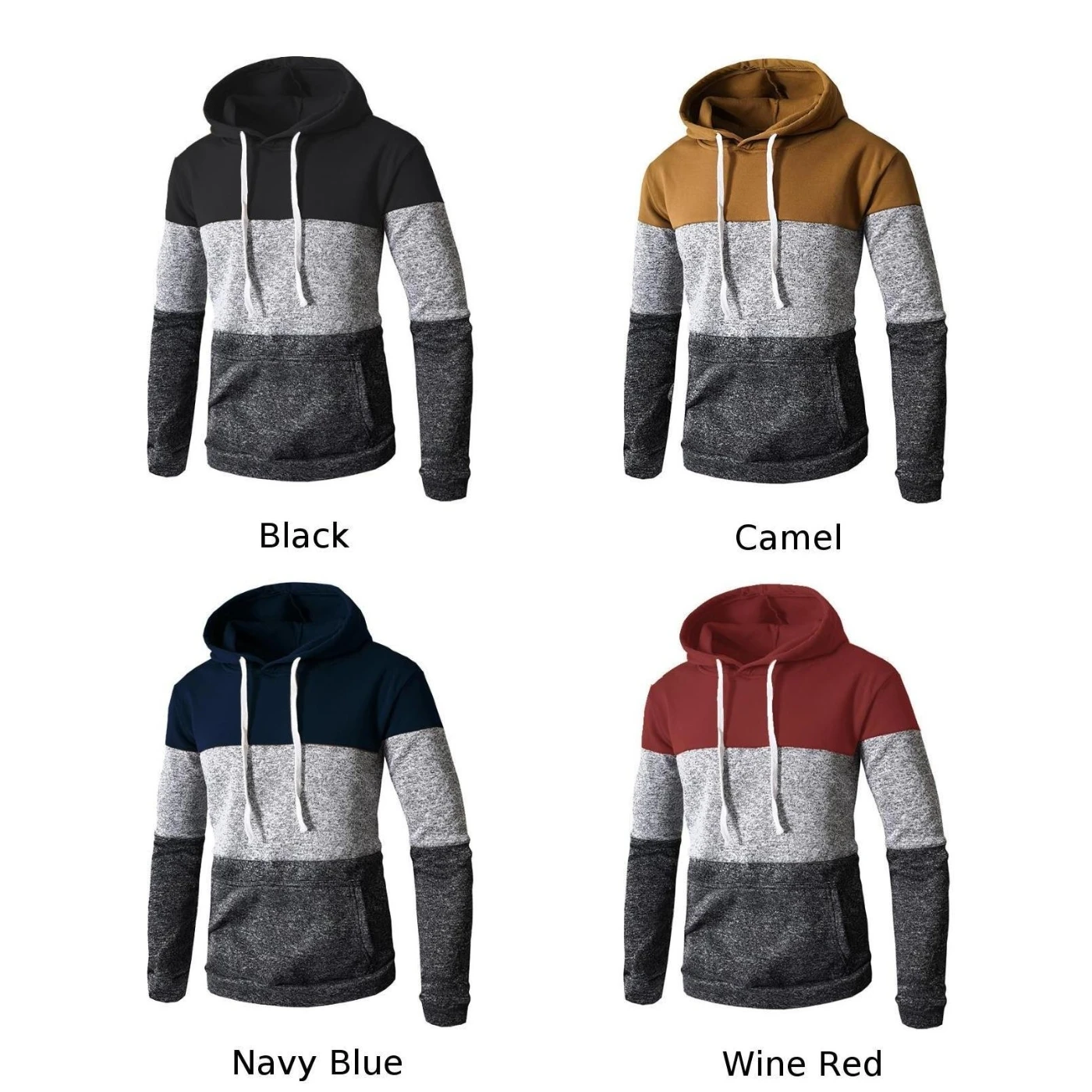 Мужская куртка модный цветной блок с капюшоном Толстовка зимний Повседневный