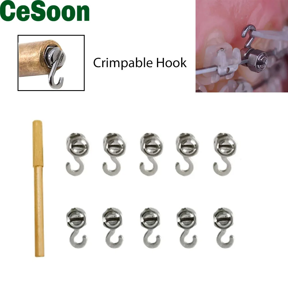 

20Pcs Dental Orthodontic Crimpable Hook Stop Locks Teeth Correctors Activity Removable Aligner Arch Wire Bracket Brace Material