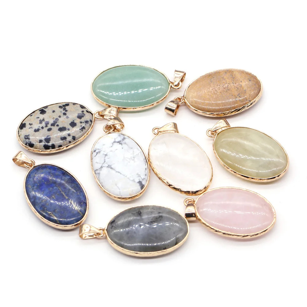 

Natural Stone Oval Shape White Turquoises Lapis lazuli Pendant for Trending Jewelry Accessories Making Necklace Earrings Crafts