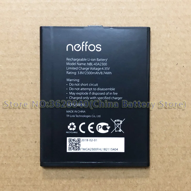 

GND 2300mAh NBL-43A2300 Battery For neffos C5s TP704A TP704C C5A TP703A smartphone Li-ion bateria Li-Polymer Batterie
