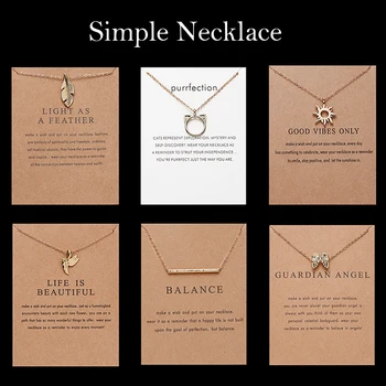 

18 Style Fashion Geometry Round Necklace Sun Leaf Cat ear Pendant Gold Chain Charm Necklace for Women Bijoux Jewelry Accessories