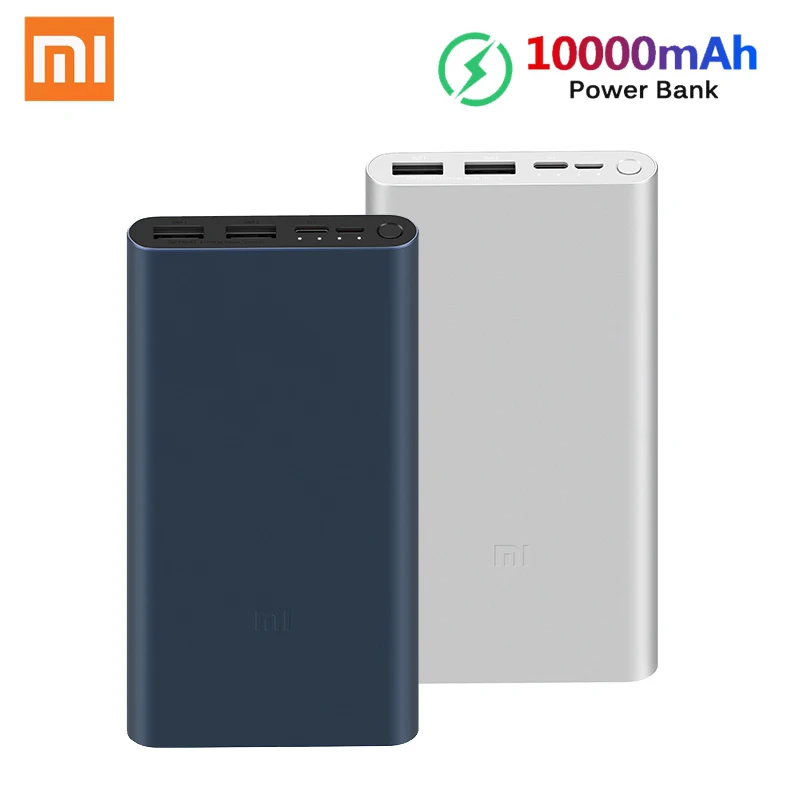 

Xiaomi Original Mi Power Bank 3 18W 10000mAh Quick Charge Dual-USB Aluminium Powerbank Fast Charger Portable External Battery