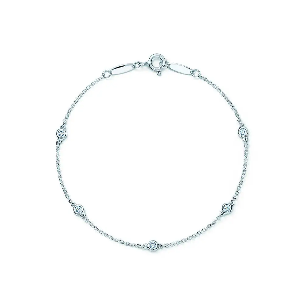 SL TFX TIFF RLLEN Charm 925 Sterling Silver Charm Original Minimalist Women's Bracelet Shine Zircon Retro Ladies Bracelet Gift - Цвет камня: TSL024