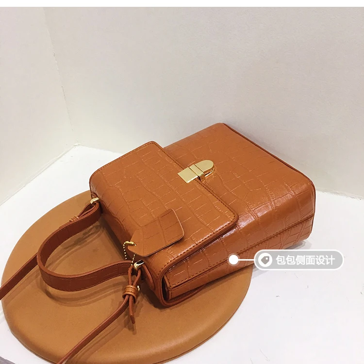 Vintage Fashion Stone pattern Tote bag New High Quality PU Leather Women's Designer Handbag Lock Shoulder Messenger Bag