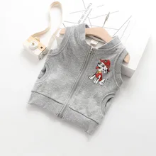 Осенняя детская одежда; Детский Эластичный Повседневный жилет в Корейском стиле с вышитым щенком из мультфильма для мальчиков на молнии в Корейском стиле