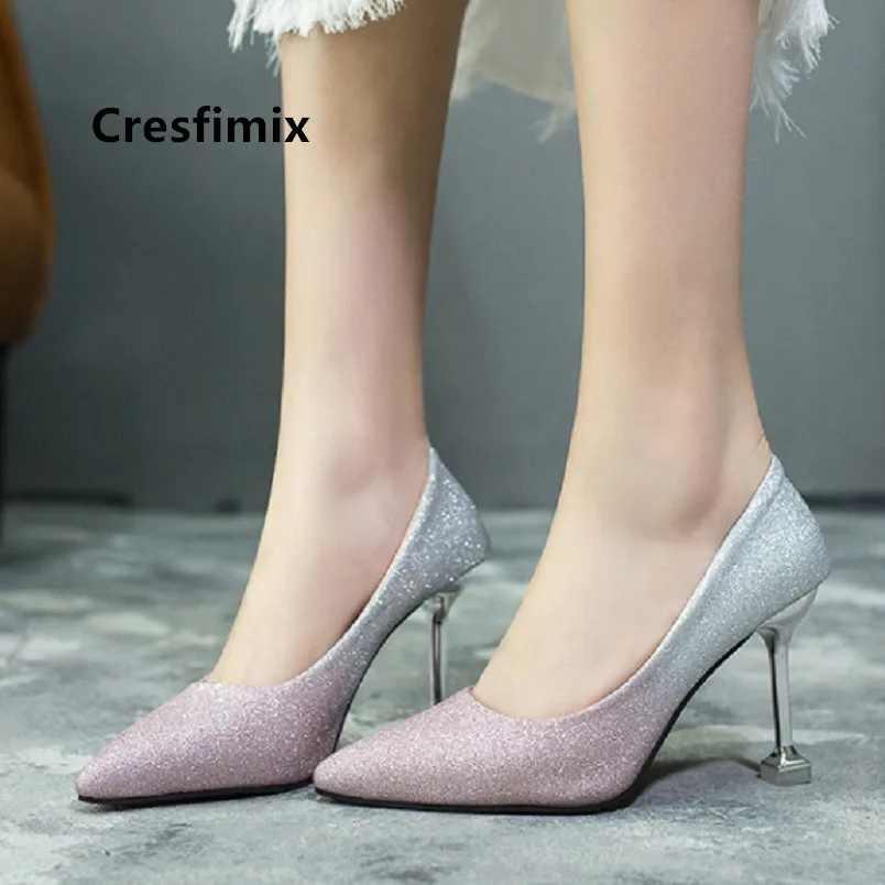 Женская обувь на высоком каблуке 8 см Cresfimix femmes hauts talons бежевая повседневная с