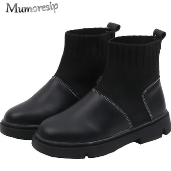 

Kids Winter Boots Boys Girls Sock Shoes Sock Design Children's Cotton Boots Fashion Tide 2020 Autumn Winter Rubber Boots 26-36