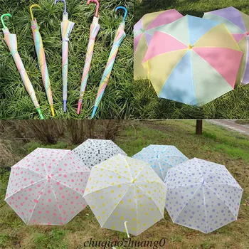 

Newest Umbrella Rainbow Anti-UV Parasols Transparent Clear Rain Brolly Dot Clear Umbrella / Rainbow Umbrella (Random color)