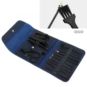 

Stainless Steel Nail Clipper Eyebrow Scissors Dead Skin Pusher Pedicure Knife Grooming Kit Nail Clipper Set with PU Leather Bag