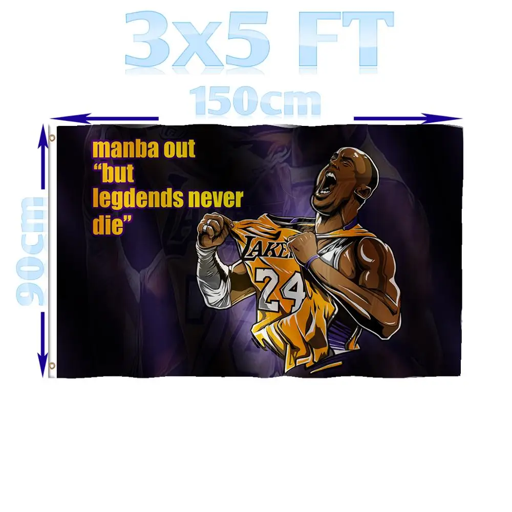 Benfactory Store 3X5 Ft Manba Out Kb Kobe In Giallo 24 Jersey Rip Flag Singolo Strato 100D Poliestere Ottone Passacavi