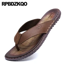 Открытая обувь с открытым носком; шлепанцы; коллекция года; модные повседневные домашние тапочки; мужские сандалии на плоской подошве; кожаные летние шлепанцы; цвет коричневый, черный; Дизайнерская обувь